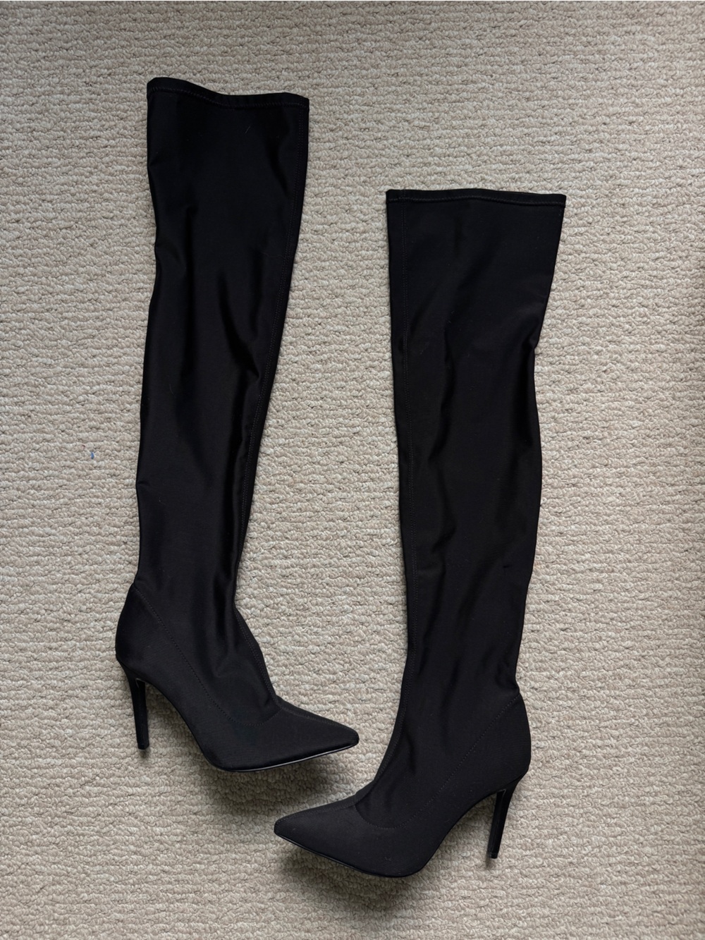 Black Stretch Over-The-Knee Sock Boots